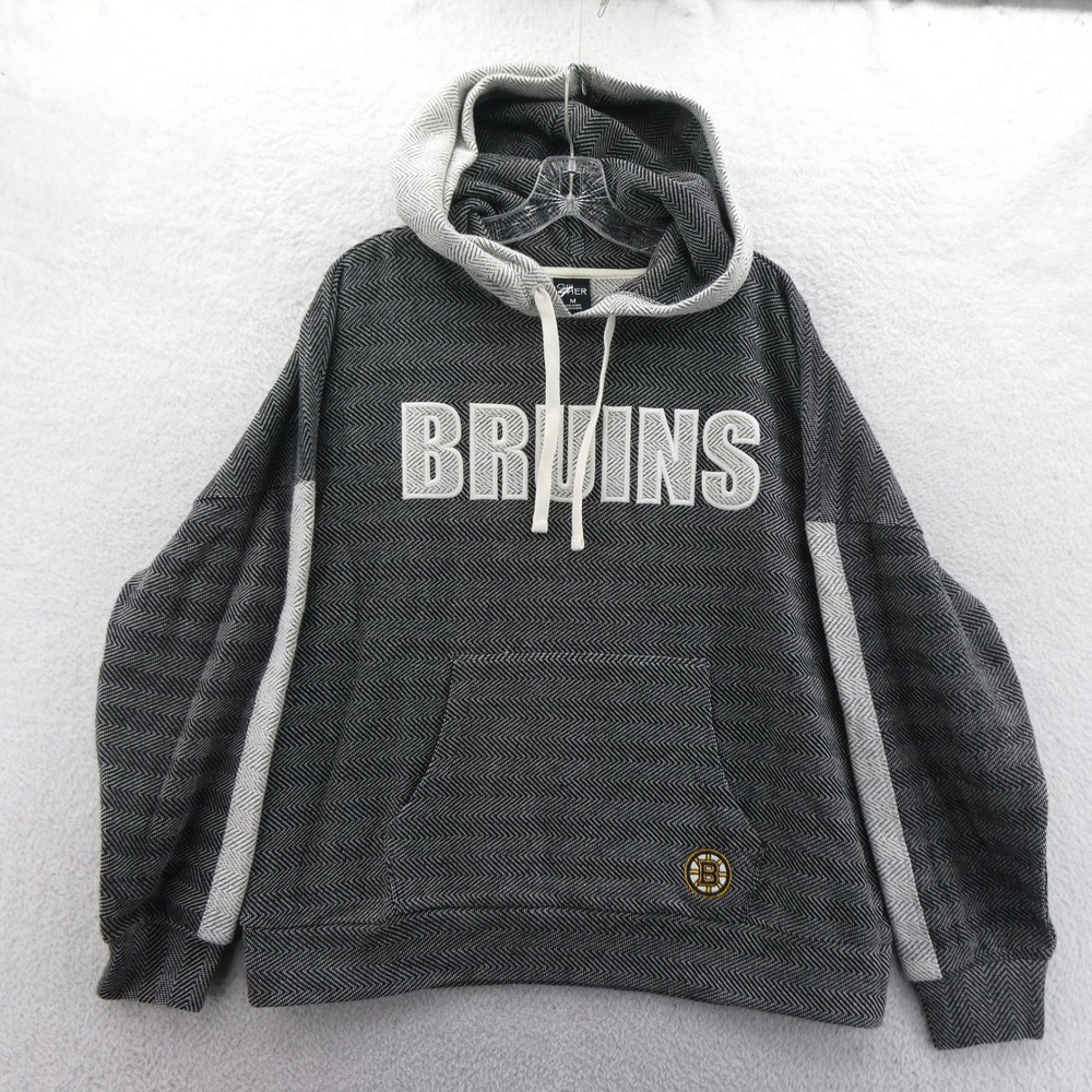 G-III‎ Hoodie Womens Medium Boston Bruins Black Herringbone Pullover NHL Hockey
